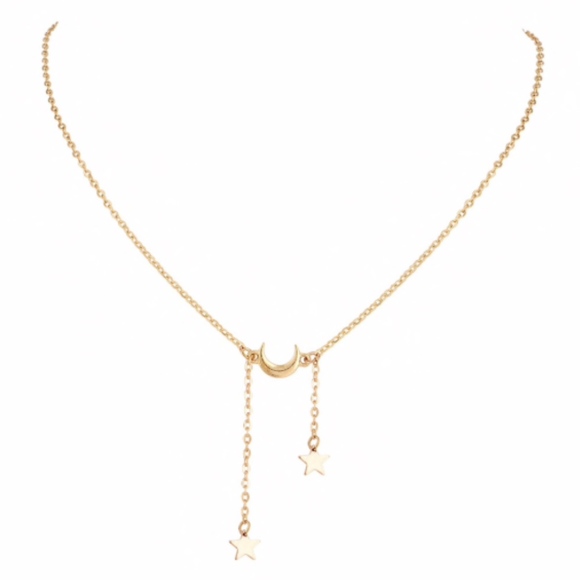 Gold Color Stars and Moon Tassel Necklace - Picture 3 of 3